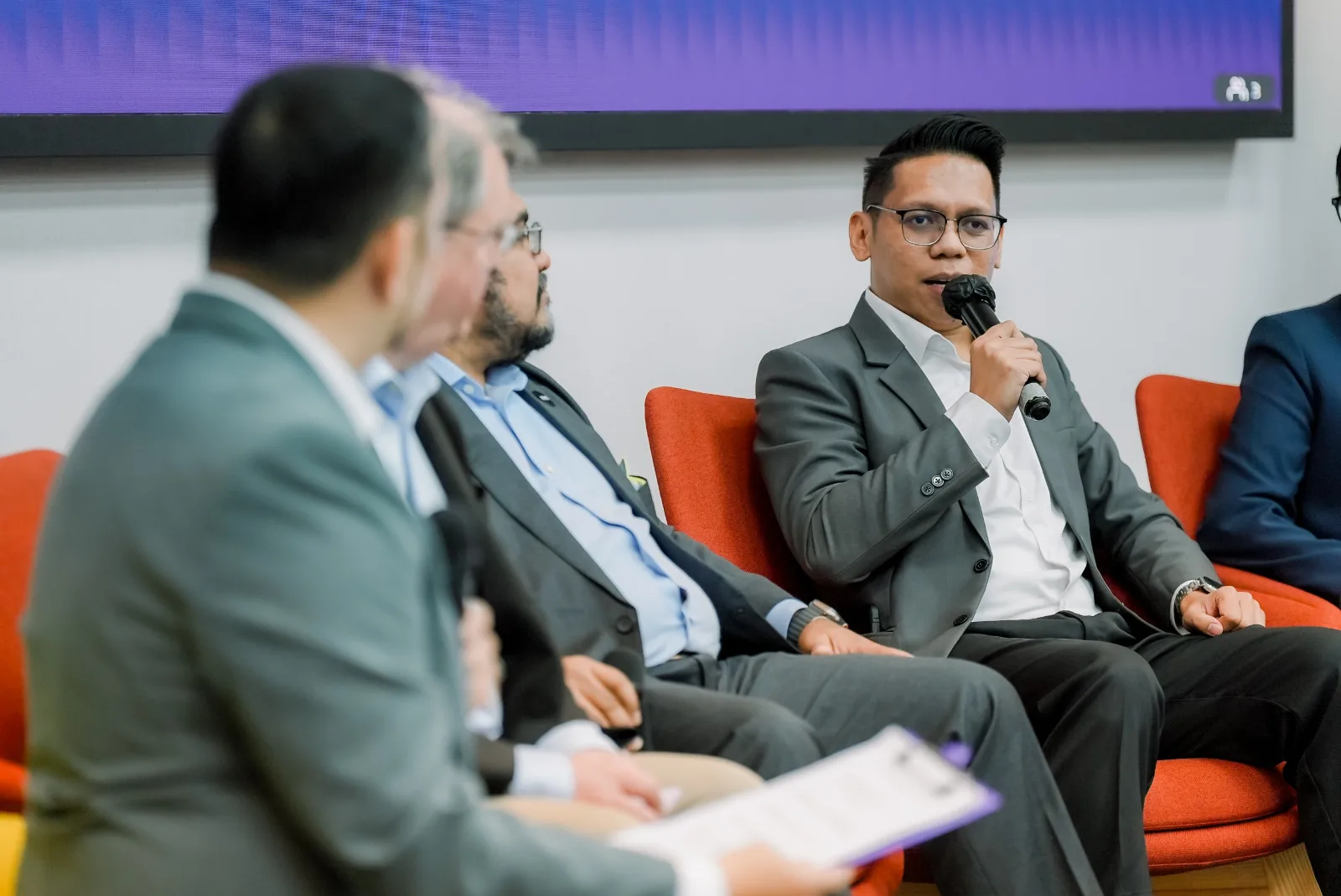 James Dumbrique, COO and Co-Founder of CrisisOps, with fellow panel members during the Total Defense forum’s Panel 2 on disaster intelligence and proactive threat anticipation.