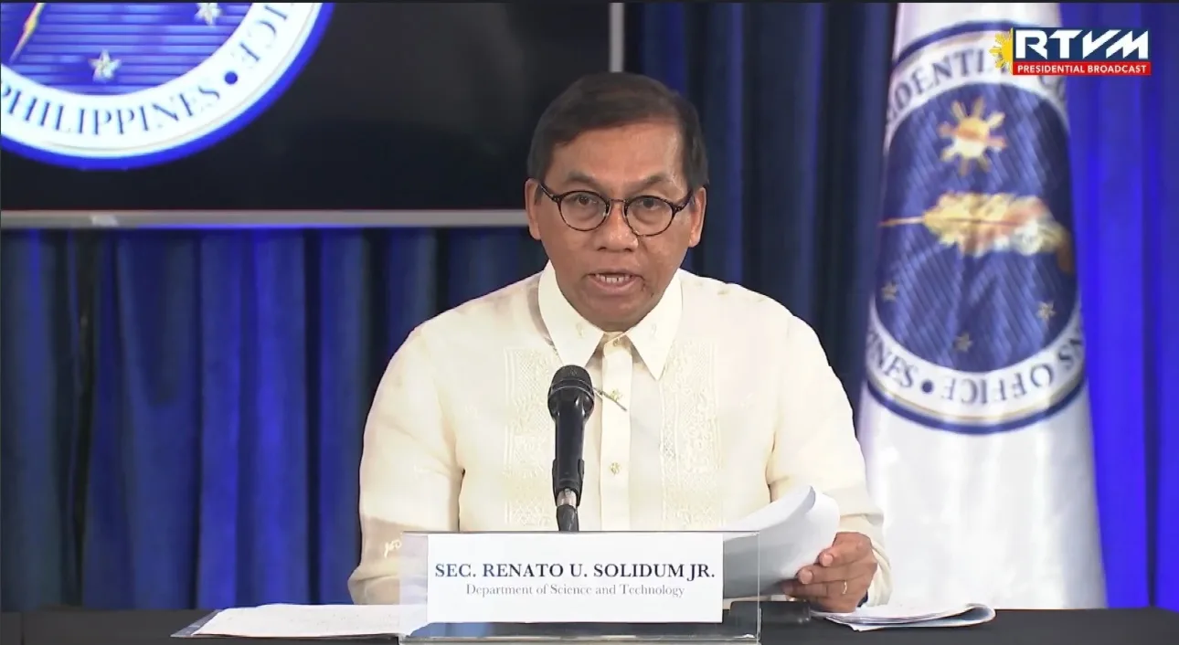 DOST Secretary Renato Solidum Jr. talks about the El Niño phenomenon in the Philippines during a media briefing in Malacañang. Photo: RTVM Screenshot